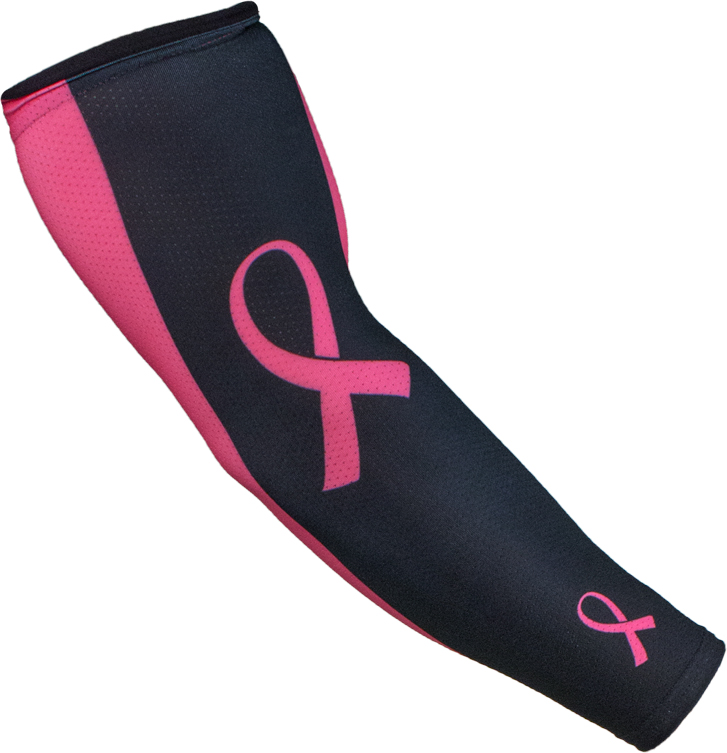 Athletic Pink Ribbon Breast Cancer Awareness Arm Sleeves Compression