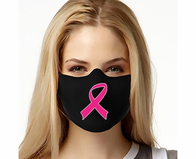 Pink Ribbon Design 1-Ply Jersey Face Mask in 10 Color Options