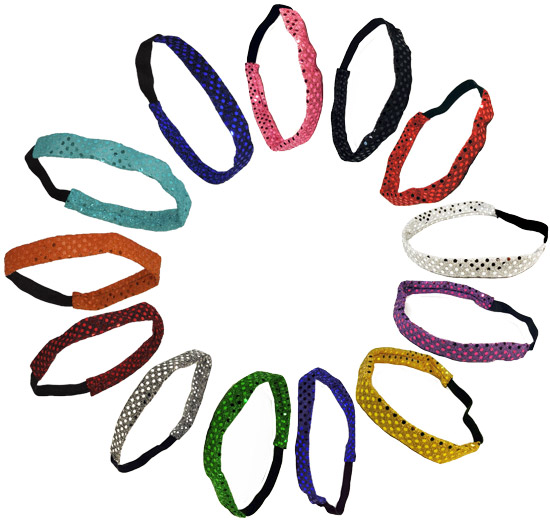 Metallic Glitter Sequin Headbands in 13 Bright Colors! Wristbands