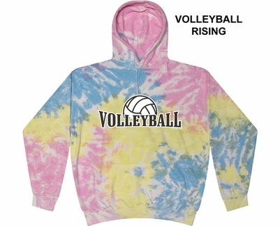Sherbet Pastel Tie-Dye Hooded Sweatshirt - Choice of 12 Volleyball Designs