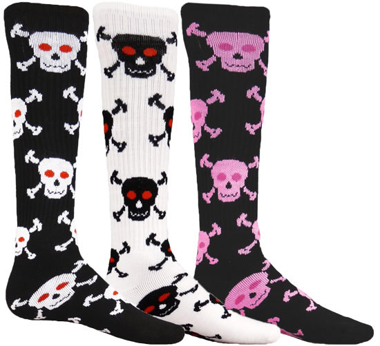 Skulls & Cross Bones / Pirate Knee High Athletic Socks 3 Color