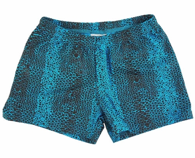 Turquoise Blue Snakeskin Spandex Shorts