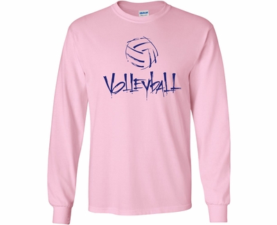 Volleyball Abstract Design Long Sleeve Shirt - Choice of 20 Shirt Colors