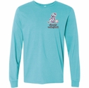 Volleyball Long Sleeve Shirt - Hang With Dog Design in Scuba Blue