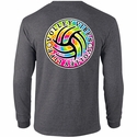 Volleyball Long Sleeve Shirt - Volley Vibes Tie Dye Design in Dark Grey