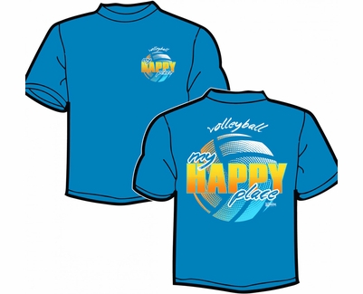 Volleyball My Happy Place Design Blue T-Shirt