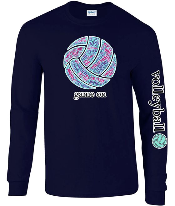 Long Sleeve Volleyball Tee Game On Volleyball Sayings & Positions