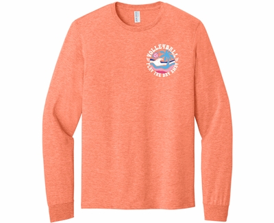 Volleyball Shirt Play The Day Away Design Coral Orange Long Sleeve Tee