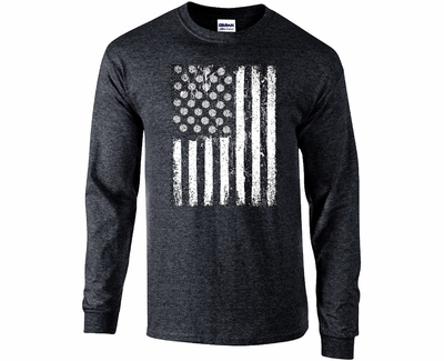 Volleyball Shirt - USA Flag Design Dark Heather Long Sleeve
