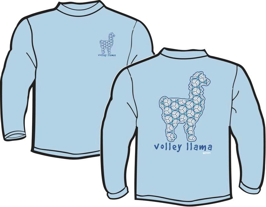 Long Sleeve Volleyball Tee Volley Llama Volleyball Graphic Light