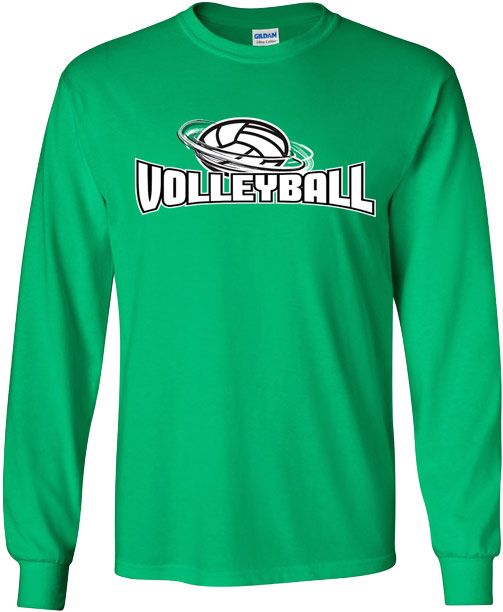 Volleyball Swirl & Motion Design Long Sleeve Volleyball Tee in Choice