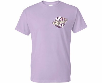 Volleyball T-Shirt Flower Power Design Lavender Short Sleeve Tee