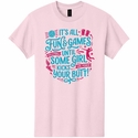 Volleyball T-Shirt Girls Kick Butt Design Pink Short Sleeve Tee
