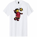 Volleyball T-Shirt Lego Block Girl Spike Design White Short Sleeve Tee