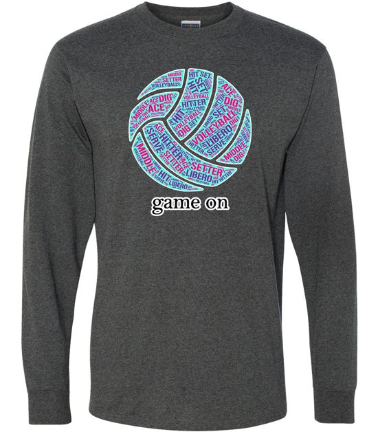 Long Sleeve Volleyball Tee Game On Volleyball Sayings & Positions