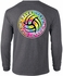 Volleyball Long Sleeve Shirt - Volley Vibes Tie Dye Design in Dark Grey