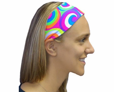 White Swirl Spandex Fabric Headband