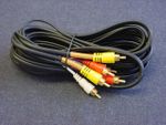12 Ft. Stereo Video Dubbing Cable, 1 Video/2 Audio, Gold Plated