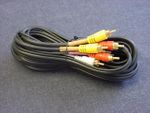 18 Ft. Stereo Video Dubbing Cable, 1 Video/2 Audio, Gold Plated