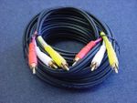 25 Ft. Stereo Video Dubbing Cable, 1 Video/2 Audio, Gold Plated