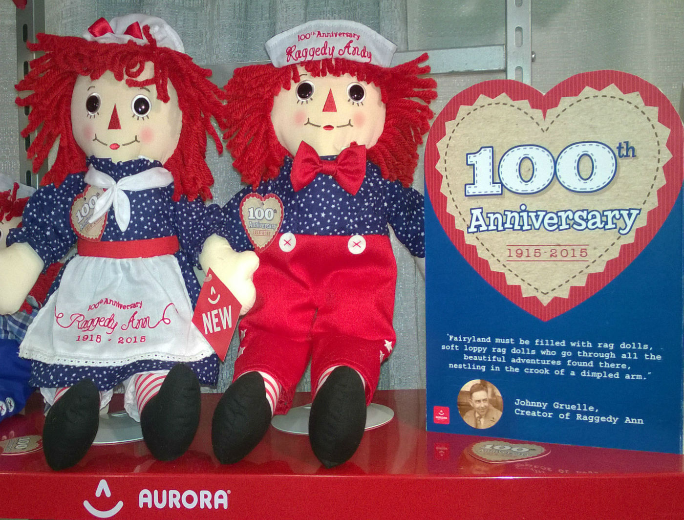 New 100th Anniversary Raggedy Ann & Raggedy Andy Stars & Stripes Dolls ...