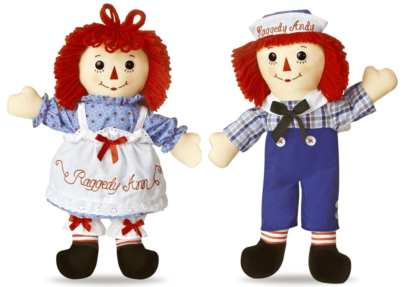 Raggedy Ann & Andy 16" Dolls by Aurora button eyes