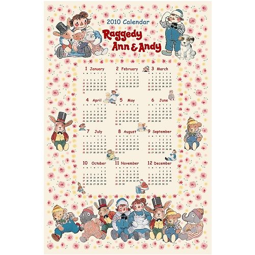Raggedy Ann & Andy 2010 Cloth Calendar from Japan - Friends