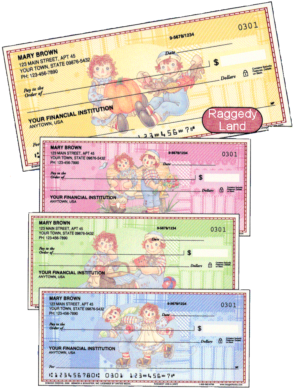 Raggedy Ann & Andy Checks & Address Labels