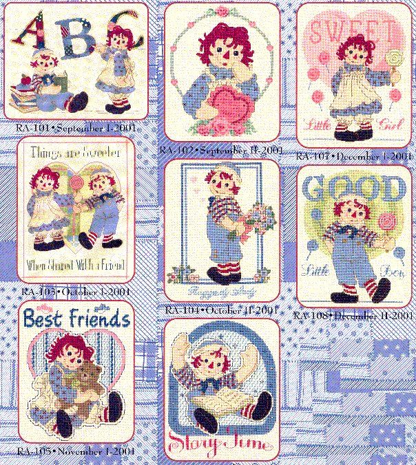 Raggedy Ann and Andy クロスステッチ図案集 Raggedy Ann & Andy Cross Stitch Patterns Leaflets, Books, & Kits