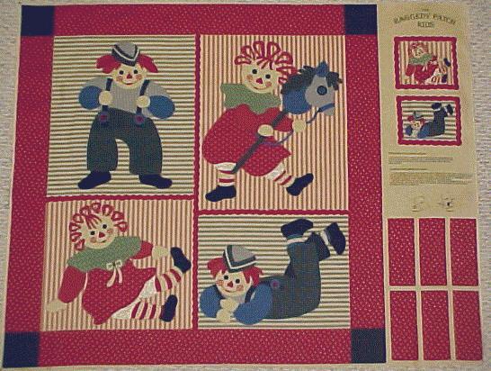 SALE Raggedy Ann &amp; Andy Fabric / Raggedy Patch Kids Fabric Panel