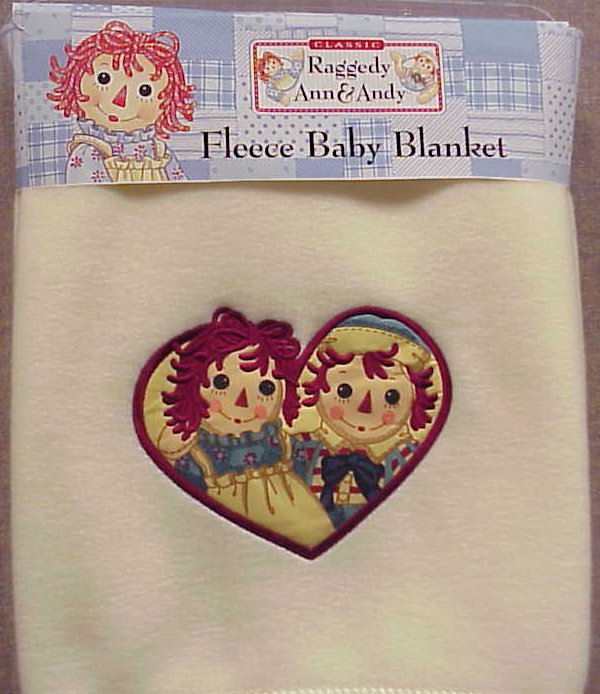 Raggedy Ann & Andy Fleece Applique Baby Blanket