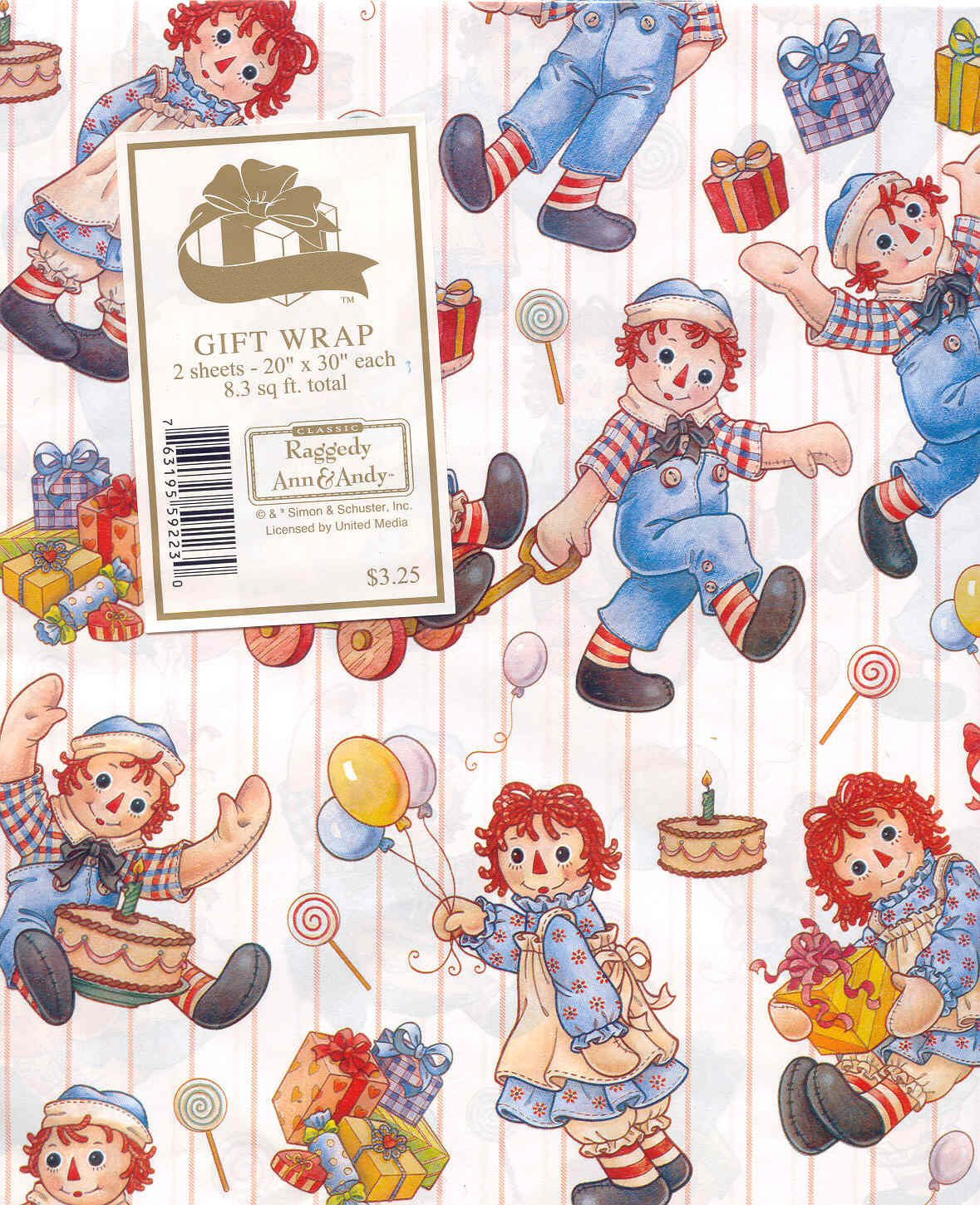 Raggedy Ann & Andy Gift Wrap Paper