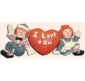 Raggedy Ann & Andy Hinged Heart Ornament