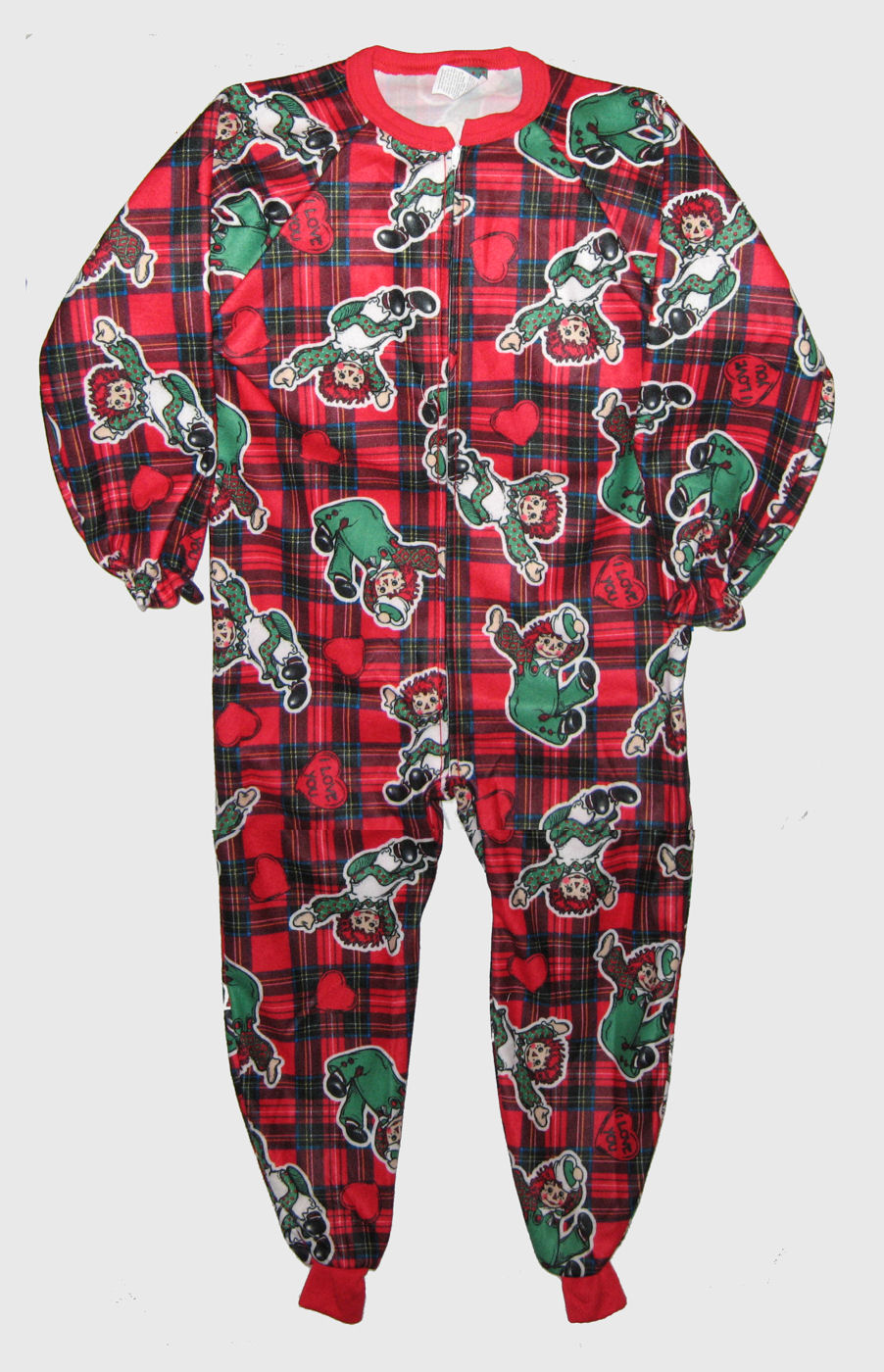 Raggedy Ann & Andy Child / Children's Plaid Flannel Pajamas / Sleeper