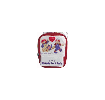 Raggedy Ann & Andy Red & White Pouch Case Mini Purse w/strap from