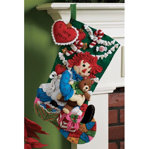 Raggedy Ann Christmas Felt & Sequin Stocking Kit