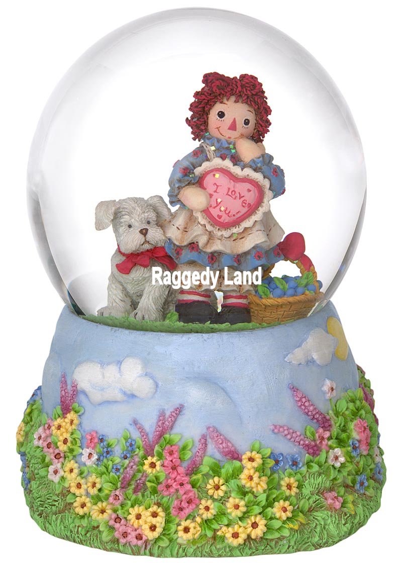 Raggedy Ann with Heart & Fido Musical Waterglobe by San Francisco Music Box Company