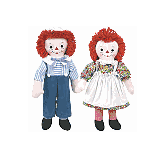 Reproduction Georgene Raggedy Ann & Andy Dolls Boxed Set by Dakin