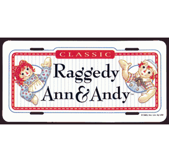 SALE Raggedy Ann & Andy Car Tag License Plate