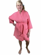 36" Length Cotton Waffle Robe, Coral