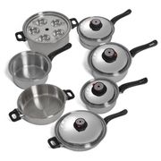 7-Ply Steam Control T304 Stainless Steel Cookware Set, 17 Pieces.