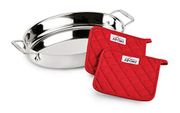All Clad Stainless Steel 15" Oval Baker With Pot Holders