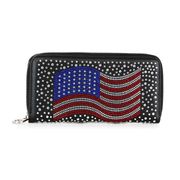 American Flag (Wavy) Bling Clutch Wallet
