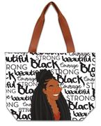 Black and Beautiful Canvas Bag  20" x 15"