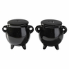Salt and Pepper Shaker Set Black Cauldron Ceramic 