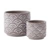 Black Scalloped Cement Planters 2pc Set Black Scalloped Cement Planters 2pc Set