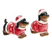 Salt and Pepper Shaker Set Christmas Dachshund 