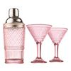 Claro Pink Cocktail Shaker & Martini Set Unleaded Crystal