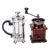 Coffee Press Gift Set | French Press & Coffee Grinder