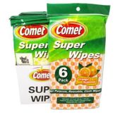 Comet� Scented Super Wipes (12" x 22") (6 Wipes/PKG)